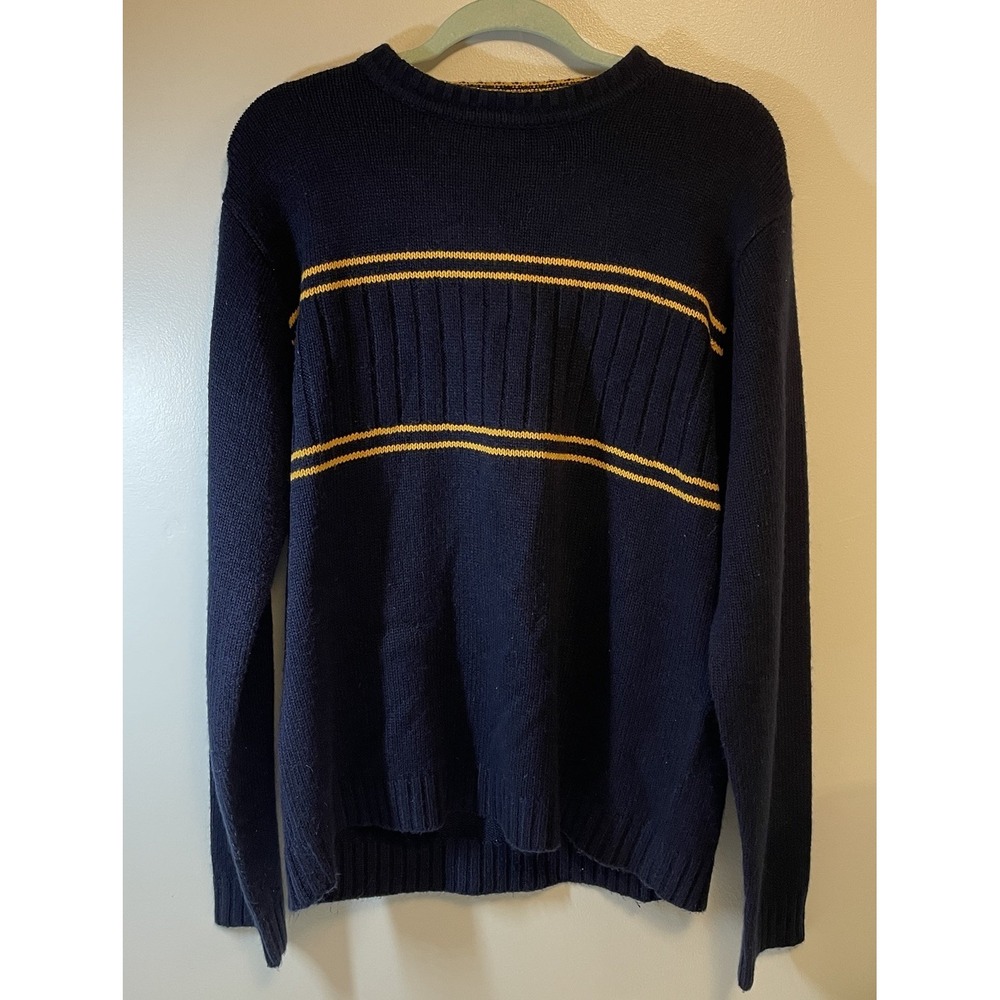 Vintage 90s/Y2K Ferruche Originals Striped Sweater Size L Yellow Navy Casual